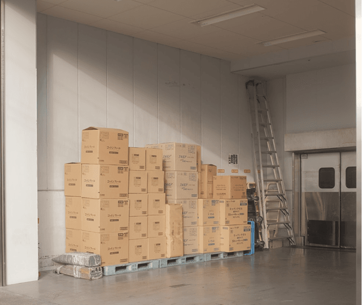 Storage facility with organized boxes